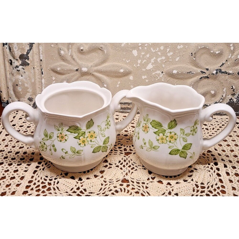 Vintage Sears Petite Flora Ironstone Creamer and Sugar Set Japan 4009
